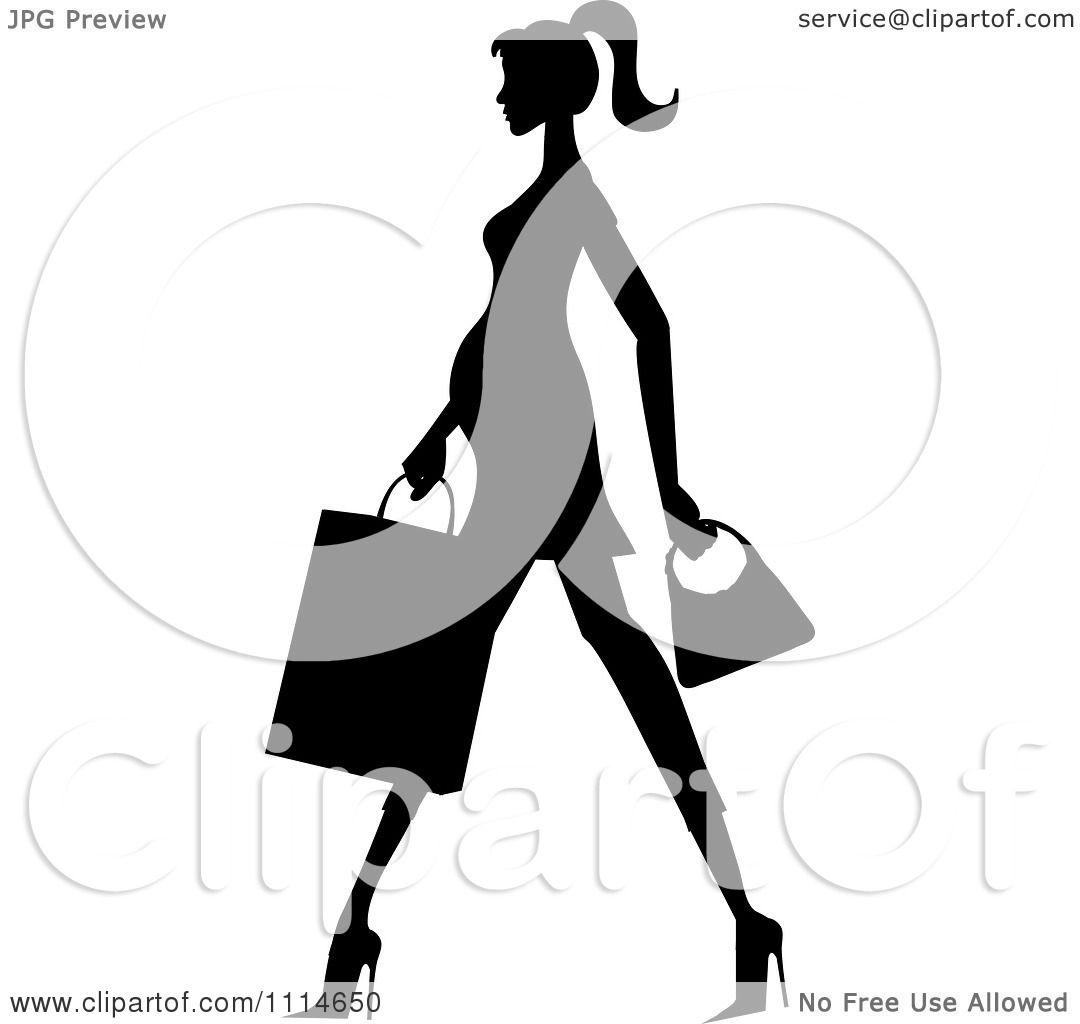 1080x1024 Clipart Slender Silhouetted Pregnant Woman Walking With A Shopping