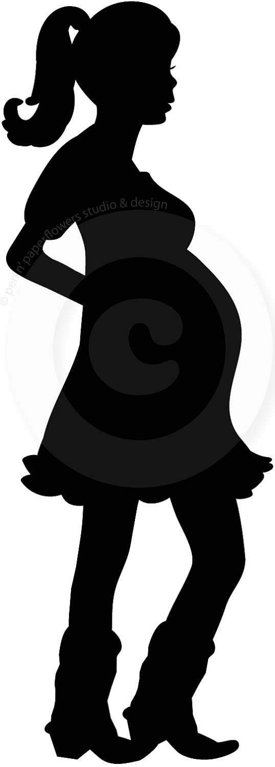 538x1500 Pregnant Belly Silhouette Clip Art