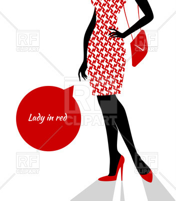 352x400 Silhouette Of Lady In Red With Handbag Royalty Free Vector Clip
