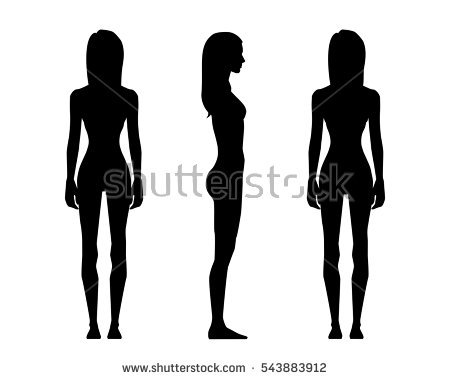 450x380 Lady Standing Side Silhouette Clipart