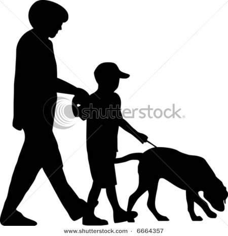 450x464 Family Walking Dog Clipart