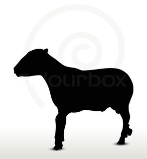 295x320 Sheep Silhouette With Standing Pose, Vector Illustration Stock
