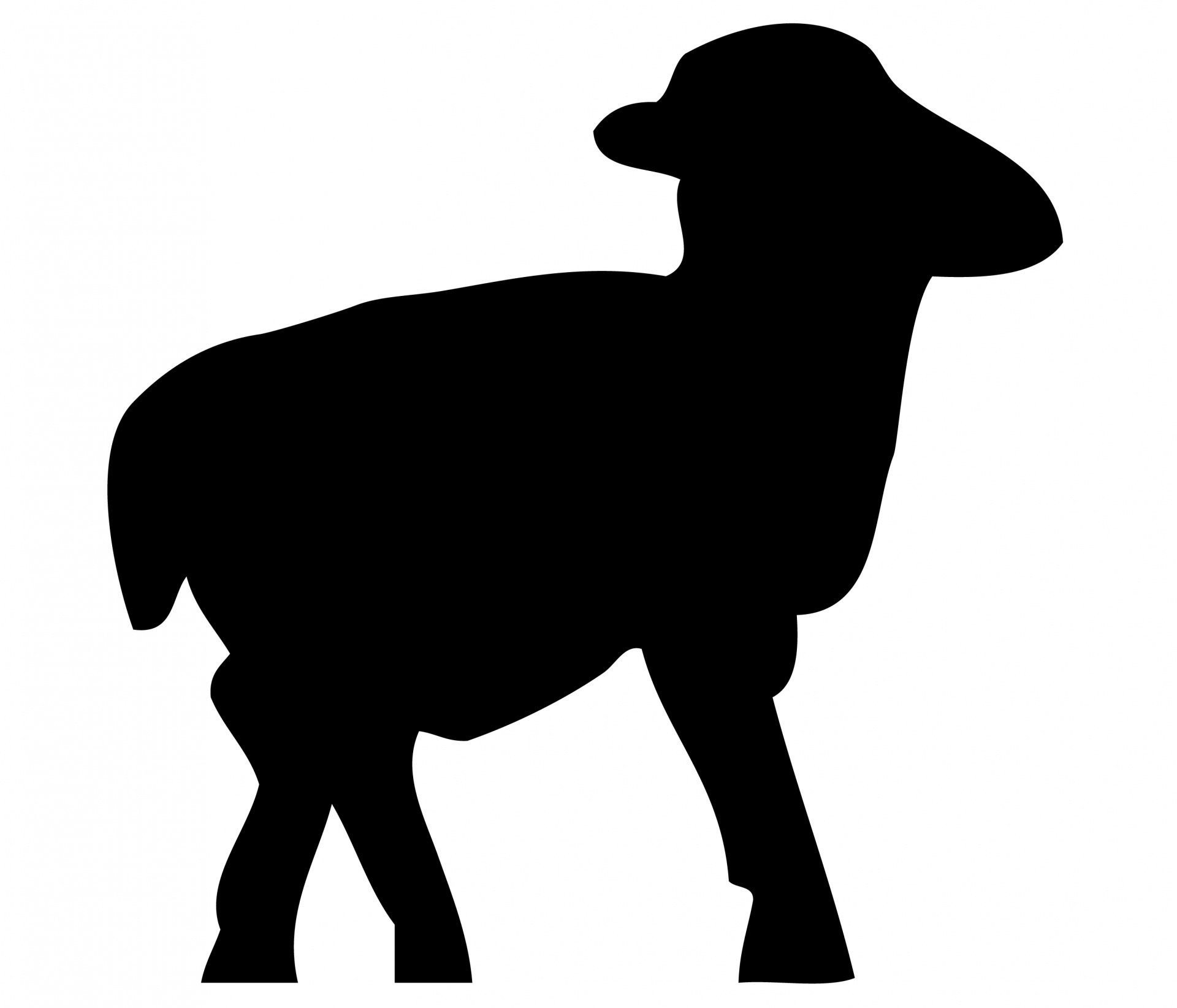 1920x1645 Lamb, Sheep Black Silhouette Free Stock Photo