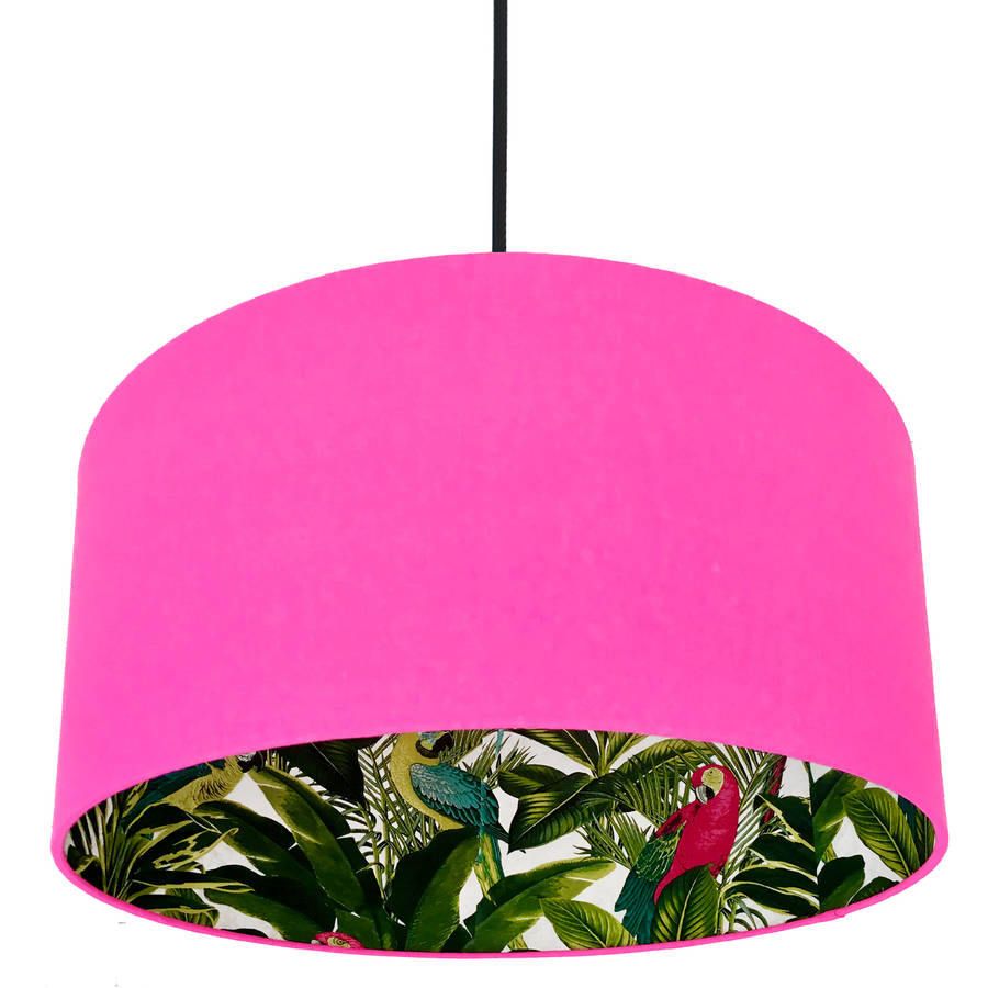 900x900 Neon Pink Tropical Print Handmade Silhouette Lampshade Neon