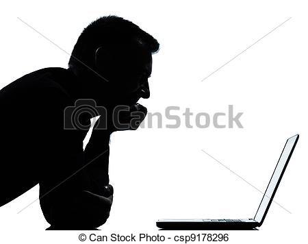 450x356 One Business Man Silhouette Computing Computer Laptop Stock