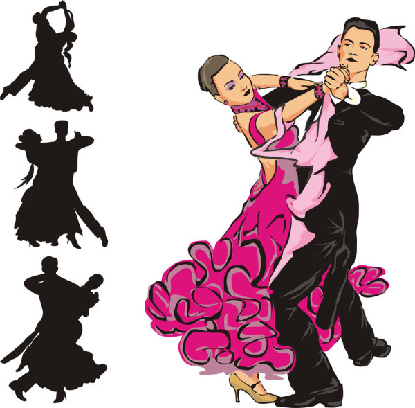 600x589 4 Designer Latin Dancing Silhouette 02 Vector Material