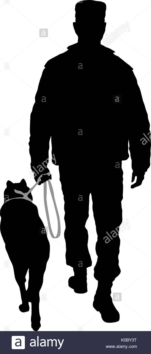 595x1390 Silhouette Of Man And Dog On A White Background Stock Vector Art