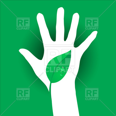 400x400 Hand With Leaf Silhouette Royalty Free Vector Clip Art Image