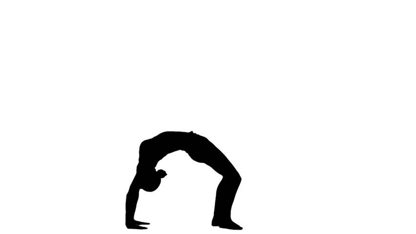 852x480 Silhouette Girl Doing Yoga. White. Slow Motion. Silhouette Stock