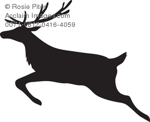 300x245 Silhouette Of A Running, Leaping Deer Or Reindeer Royalty Free (Rf