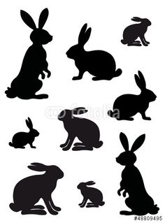 236x319 Excellent Wabbits! Hare Set Of Black Silhouettes. Leaping Rabbit