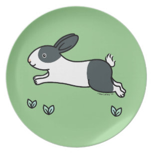 307x307 Black And White Bunny Rabbit Plates Zazzle