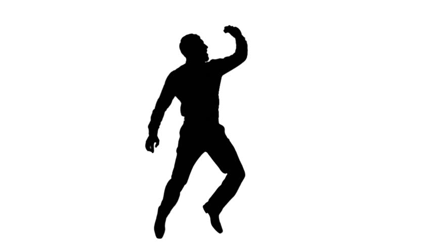 852x480 Silhouette Of A Jumping Man On White Background In Slow Motion