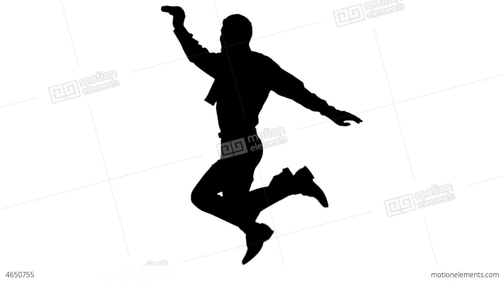 1920x1080 Silhouette Of A Man Jumping On White Background Stock Video
