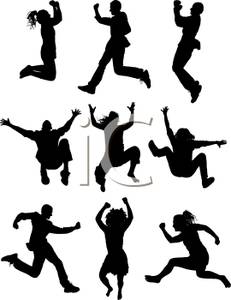 231x300 Silhouette Of People Jumping And Leaping
