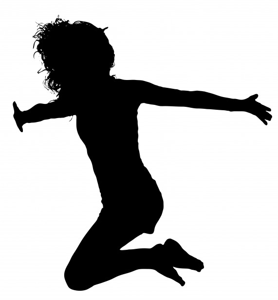 571x615 Girl Leaping Silhouette Free Stock Photo