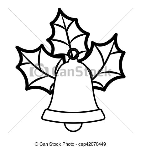 450x470 Golden Bell Silhouette With Christmas Leaves Vector Eps Vector