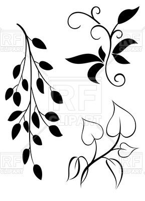 289x400 Silhouettes Of Elegant Twigs And Leaves Royalty Free Vector Clip
