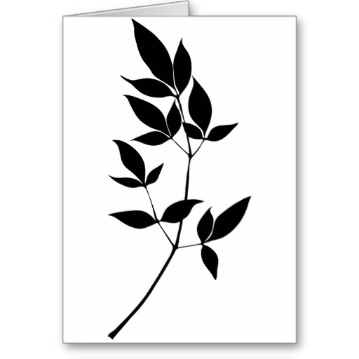 512x512 Black Amp White Vector Leaves Branch Silhouette Card Silhouettes
