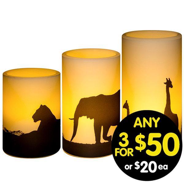 600x600 Silhouette Safari Sunset Led Candle Giftbox