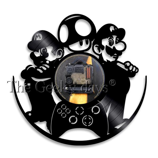 600x600 1piece Super Mario Led Silhouette Game Vinyl Record Wall Clock