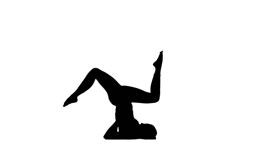 852x480 Girl Shows The Exercises For The Legs And Buttocks. Silhouette