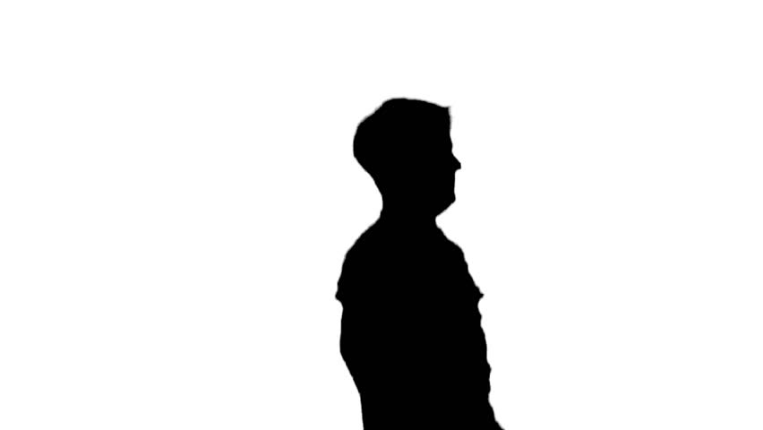 852x480 Silhouette Of A Boxer In Training On A White Background Stock