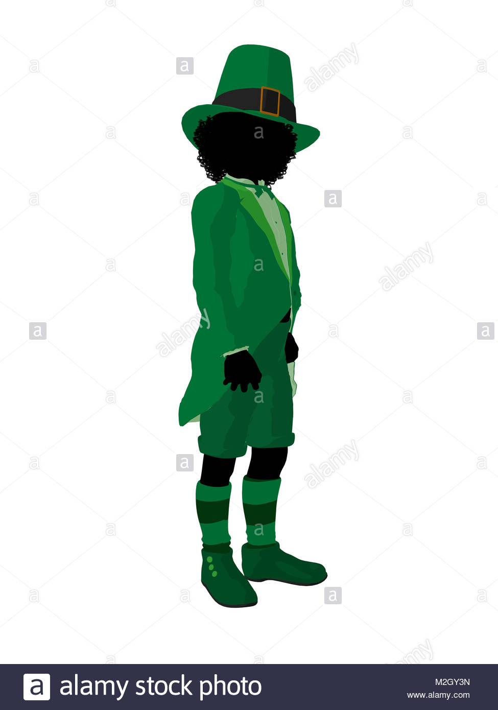 975x1390 African American Leprechaun Girl Silhouette On A White Background