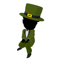 240x240 Little African American Leprechaun Girl Illustration Silhouette
