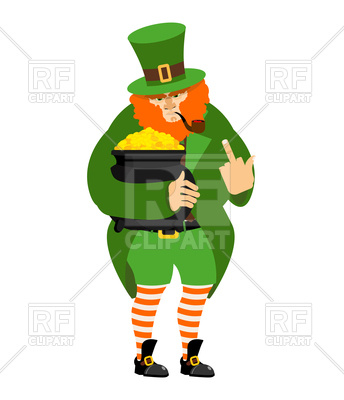 344x400 Angry Leprechaun Fuck And Pot Of Gold Royalty Free Vector Clip Art