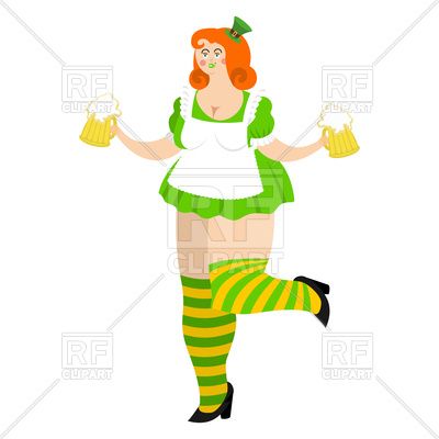 400x400 Leprechaun Girl With Red Hair And Beer, 153266, Download Royalty