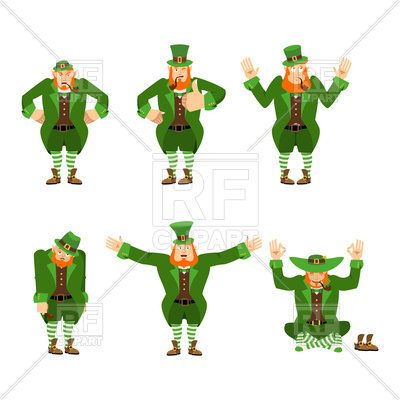 400x400 Leprechaun Set Of Motion. Happy And Sad. Royalty Free Vector Clip