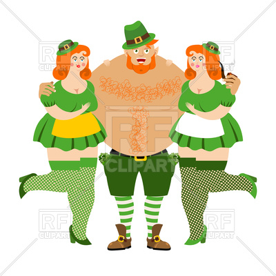400x400 Leprechaun With Women On White Background Royalty Free Vector Clip