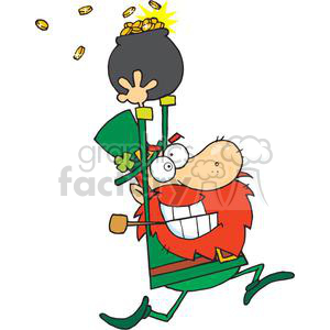 300x300 Royalty Free Crazy Leprechaun Running With A Pot Of Gold 378958