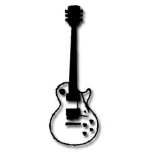 300x300 Black And White Clipart Image Of A Les Paul Type Guitar