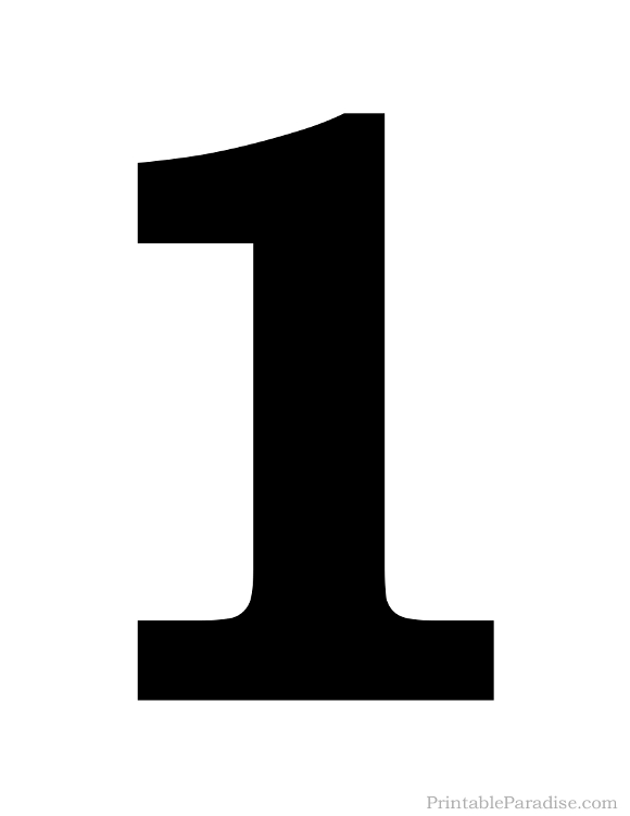580x751 Printable Number 1 Silhouette