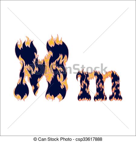 450x470 Fiery Font Blue Letter M On A White Background Vector