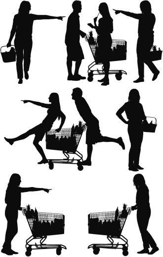330x518 Vectores Libres De Derechos Silhouette Of People Shopping In