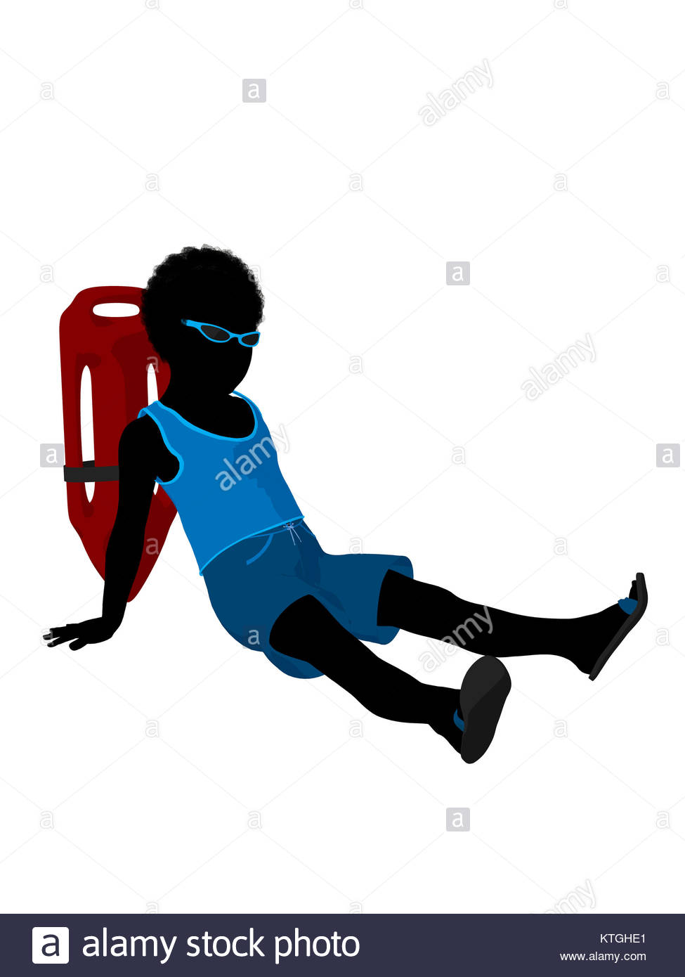 975x1390 African American Each Boy With Lifeguard Bouy Illustration
