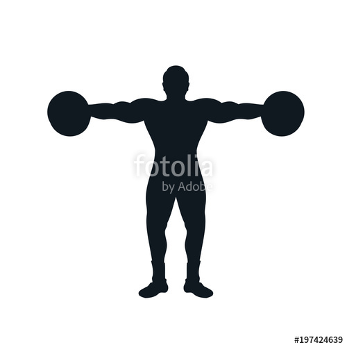 500x500 Silhouette Of A Man Lifting Dumbbell With Powerful Muscle