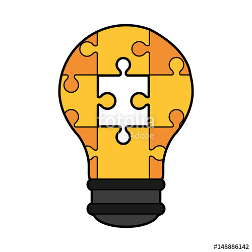 500x500 Colorful Silhouette Light Bulb Of Pieces Puzzle Incomplete Vector