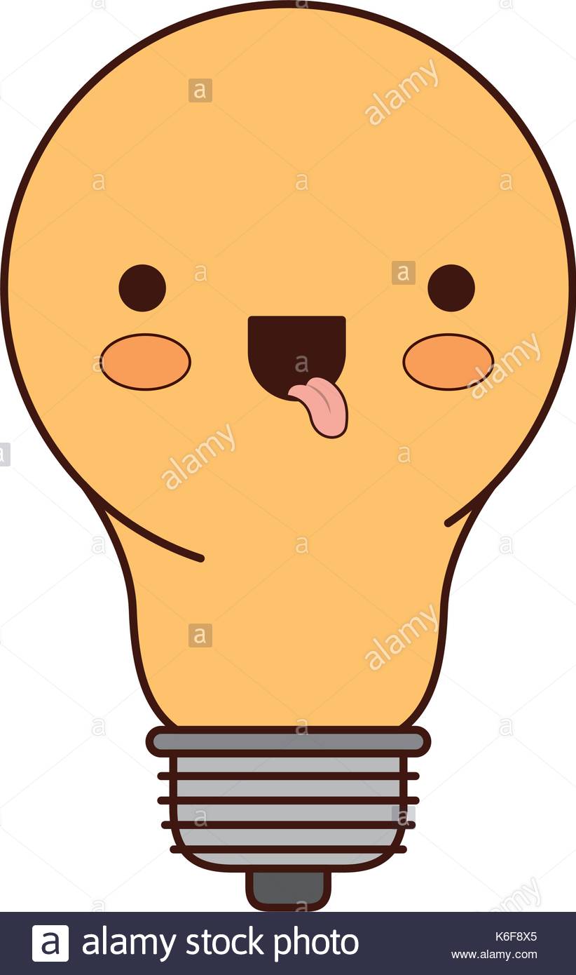 822x1390 Light Bulb Cartoon Kawaii In Colorful Silhouette Stock Vector Art