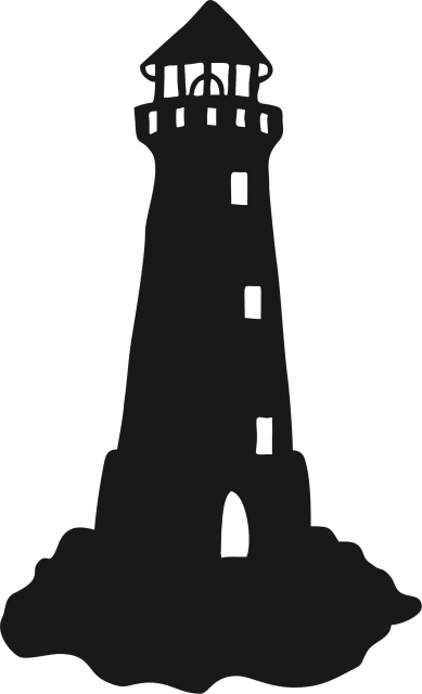 389x640 Lighthouse On Small Rocks Silhouette Laser Cut Appliques