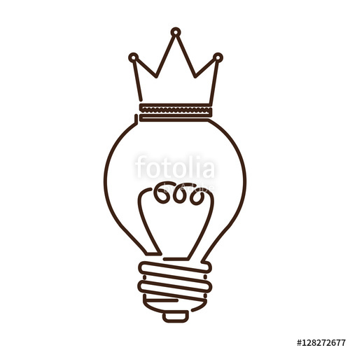 500x500 Silhouette Light Bulb Flat Icon With Top Crown Vector Illustration