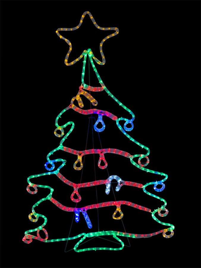 676x900 Christmas Tree With Decorations Led Rope Light Silhouette