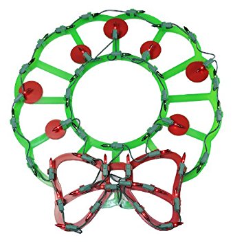 339x355 Northlight Lighted Wreath With Bow And Red Berries