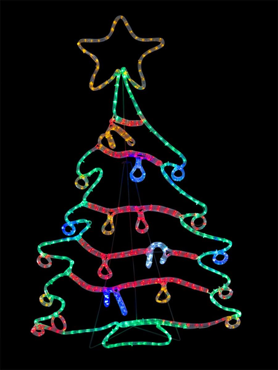 901x1200 Christmas Tree With Decorations Led Rope Light Silhouette