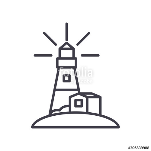 500x500 Lighthouse Black Icon Concept. Lighthouse Flat Vector Symbol, Sign