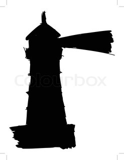 247x320 Lighthouse Silhouette Against The Sky And Sea Stock Vector