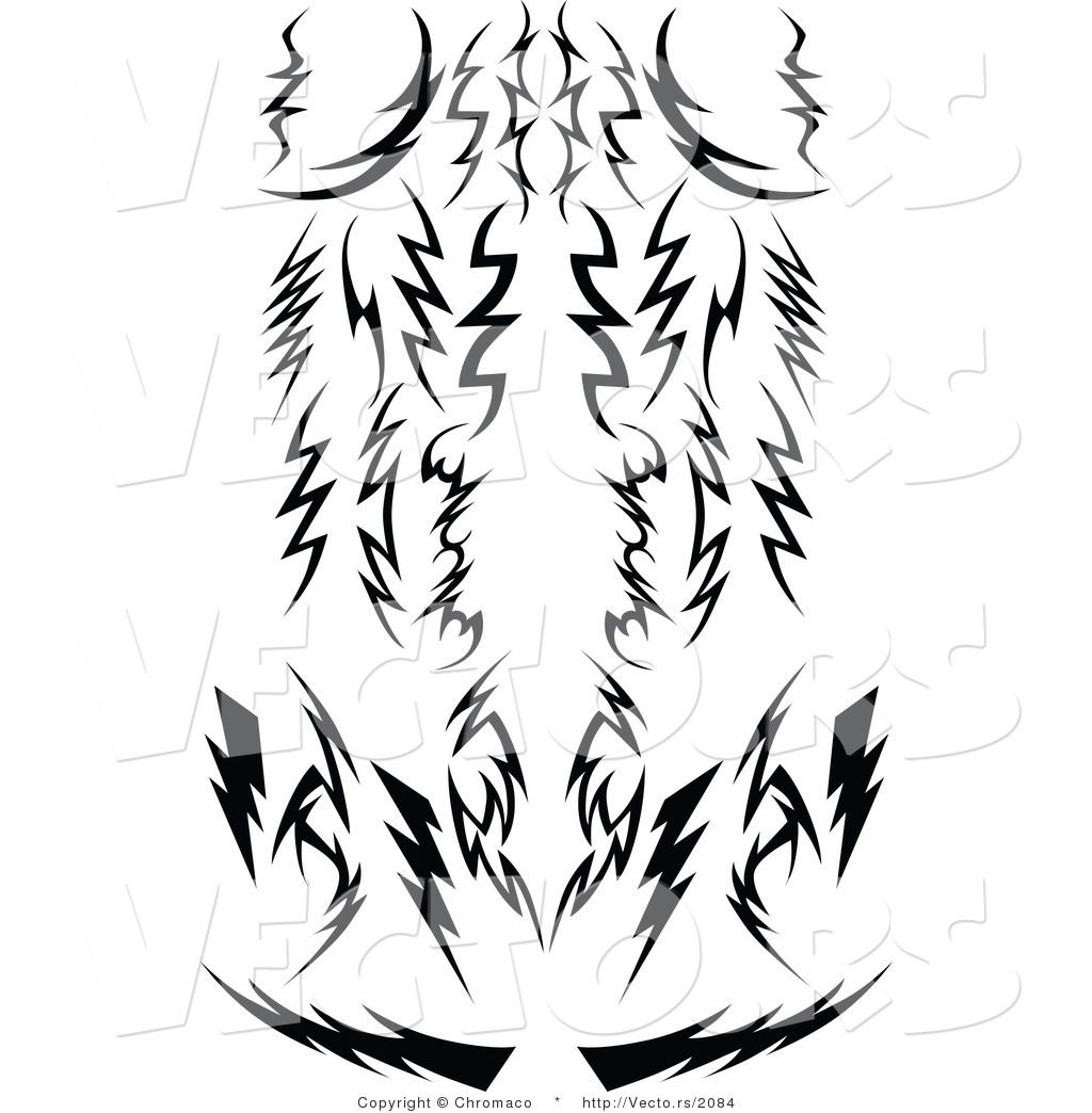 1024x1044 Free Vector Graphic Of Tribal Lightning Bolts Silhouetted Designs
